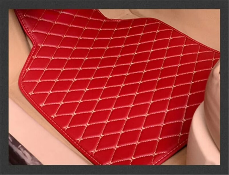 Covorașe din piele PU pentru podea auto Mochetă față spate căptușeală protector roșu impermeabil 1SET