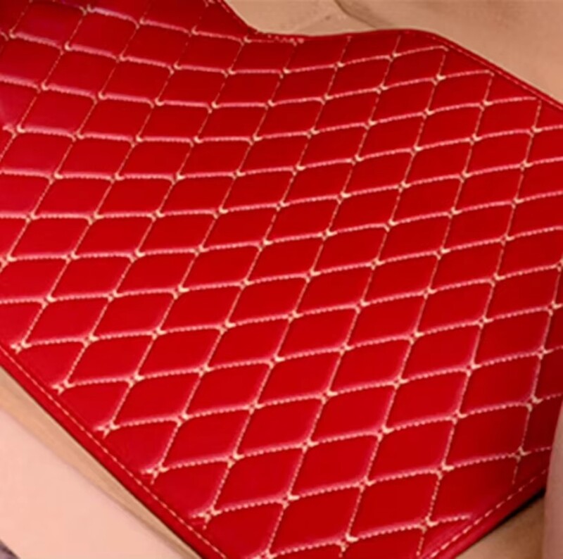 Covorașe din piele PU pentru podea auto Mochetă față spate căptușeală protector roșu impermeabil 1SET