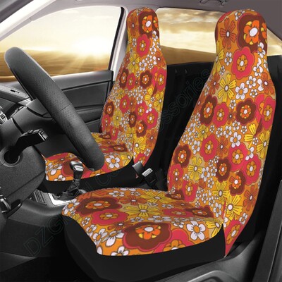 Komplet od 2 paketa Hippie cvjetnih navlaka za autosjedalicu Set od 2 paketa Abstract Groovy cvjetni jastuk za sjedalo za vozilo Kamion protiv prljavštine