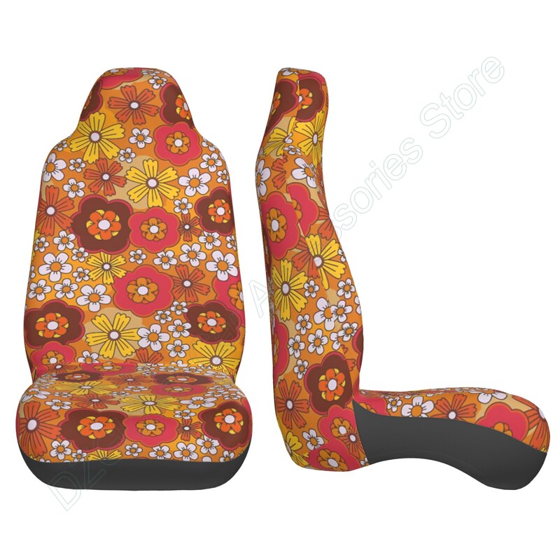 2 komplektu hipiju ziedu automašīnas sēdekļa pārvalku komplekts 2 komplekts Abstract Groovy ziedu sēdekļa spilvens transportlīdzekļa kravas automašīnai pret netīrumu