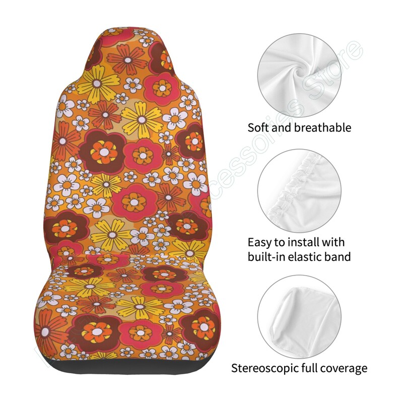 2 komplektu hipiju ziedu automašīnas sēdekļa pārvalku komplekts 2 komplekts Abstract Groovy ziedu sēdekļa spilvens transportlīdzekļa kravas automašīnai pret netīrumu