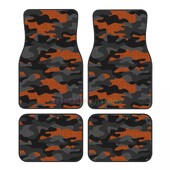 Crna i narančasta 4PCS Crystal Velvet ženska podna prostirka za automobile, podna prostirka za automobil protiv obraštanja Dodaci za unutrašnjost automobila