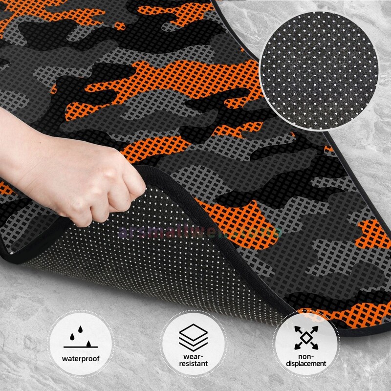 Crna i narančasta 4PCS Crystal Velvet ženska podna prostirka za automobile, podna prostirka za automobil protiv obraštanja Dodaci za unutrašnjost automobila