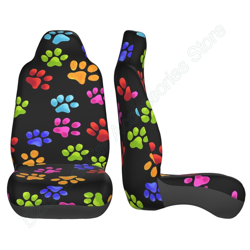 Krāsaini suņu ķepu apdrukas sēdekļu pārvalki sievietēm priekšējo sēdekļu pārvalki Bohemia Design automašīnas salona aizsargu komplekts no 2 universāliem