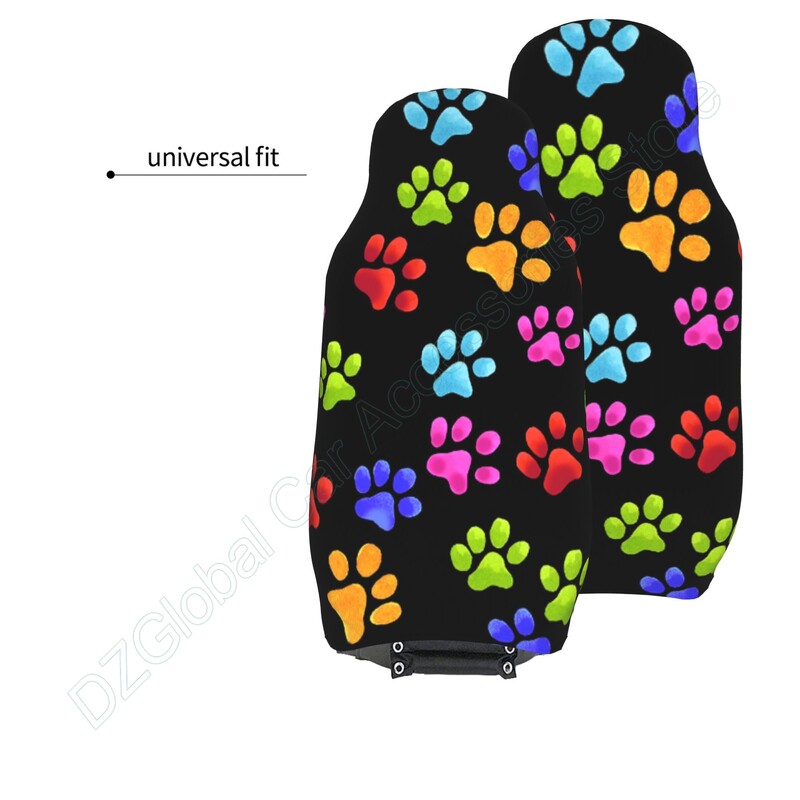 Krāsaini suņu ķepu apdrukas sēdekļu pārvalki sievietēm priekšējo sēdekļu pārvalki Bohemia Design automašīnas salona aizsargu komplekts no 2 universāliem