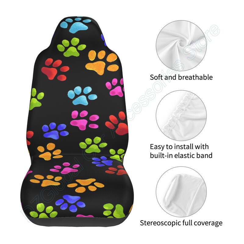 Krāsaini suņu ķepu apdrukas sēdekļu pārvalki sievietēm priekšējo sēdekļu pārvalki Bohemia Design automašīnas salona aizsargu komplekts no 2 universāliem