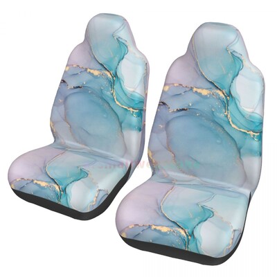 Husă pentru scaun auto din marmură abstract Teal Purple Gold, 2 buc. Huse pentru scaun auto din față, husă de protecție anti-fouling Cute Car
