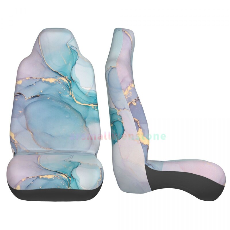 Husă pentru scaun auto din marmură abstract Teal Purple Gold, 2 buc. Huse pentru scaun auto din față, husă de protecție anti-fouling Cute Car