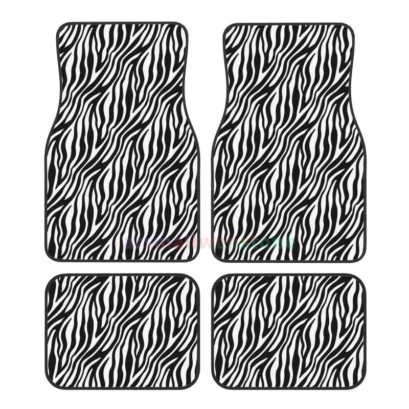 Covoraș pentru mașină cu dungi Zebra Covorașe pentru podea din cauciuc, față, spate, rezistente, covorul de protecție se potrivește cu majoritatea vehiculelor