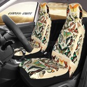 Husă scaun auto cu fluturi francezi vintage pentru majoritatea mașinilor, potrivită pentru toate tipurile de modele, huse pentru scaune colorate, drăguțe, vânătoare