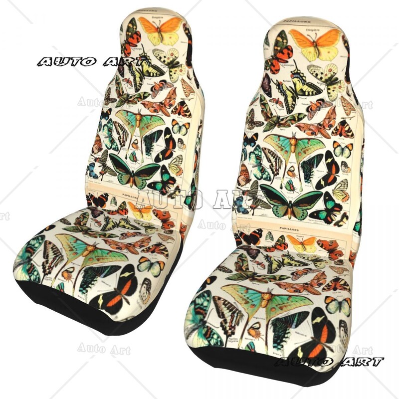 Husă scaun auto cu fluturi francezi vintage pentru majoritatea mașinilor, potrivită pentru toate tipurile de modele, huse pentru scaune colorate, drăguțe, vânătoare