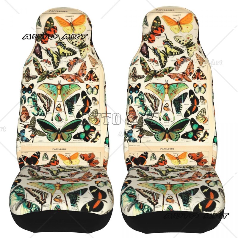 Husă scaun auto cu fluturi francezi vintage pentru majoritatea mașinilor, potrivită pentru toate tipurile de modele, huse pentru scaune colorate, drăguțe, vânătoare