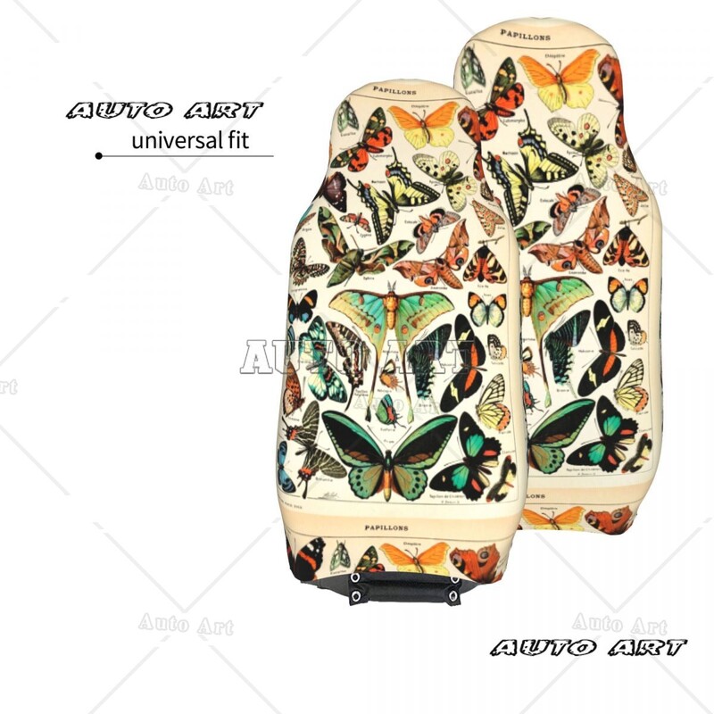 Husă scaun auto cu fluturi francezi vintage pentru majoritatea mașinilor, potrivită pentru toate tipurile de modele, huse pentru scaune colorate, drăguțe, vânătoare