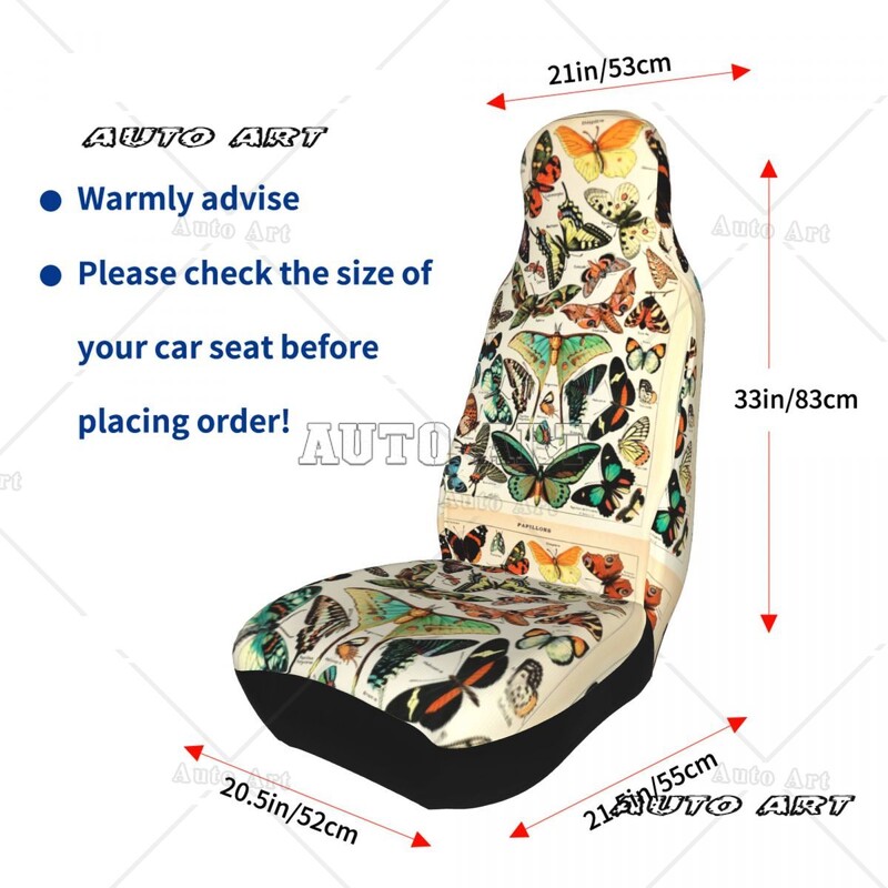 Husă scaun auto cu fluturi francezi vintage pentru majoritatea mașinilor, potrivită pentru toate tipurile de modele, huse pentru scaune colorate, drăguțe, vânătoare