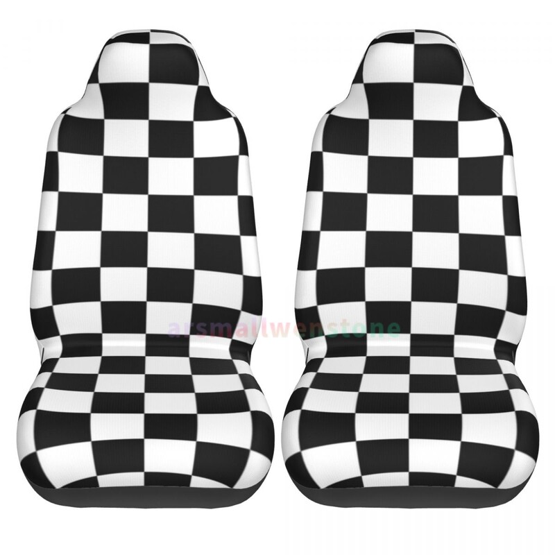 Melnbalts režģa automašīnas sēdekļa pārsegs 2 gab. Priekšējais automašīnas sēdekļa pārsegs Sēdekļa pretapaugšanas aizsargpārklājs Jauki auto aksesuāri