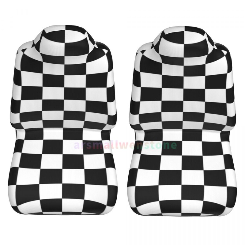 Melnbalts režģa automašīnas sēdekļa pārsegs 2 gab. Priekšējais automašīnas sēdekļa pārsegs Sēdekļa pretapaugšanas aizsargpārklājs Jauki auto aksesuāri