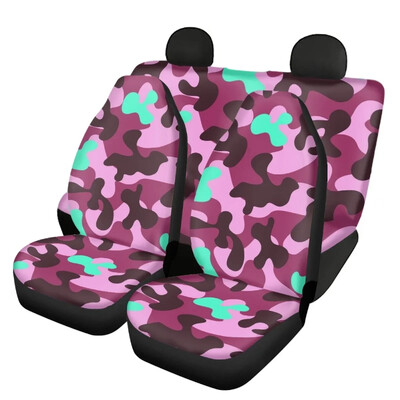 New Fashion Blue Camouflage Design Universal Fit Huse pentru scaune auto față și spate Set de 4 huse pentru scaune auto