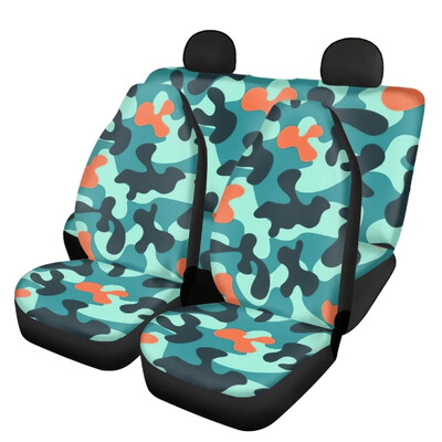 New Fashion Blue Camouflage Design Universal Fit Huse pentru scaune auto față și spate Set de 4 huse pentru scaune auto