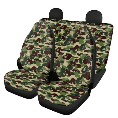 New Fashion Blue Camouflage Design Universal Fit Huse pentru scaune auto față și spate Set de 4 huse pentru scaune auto
