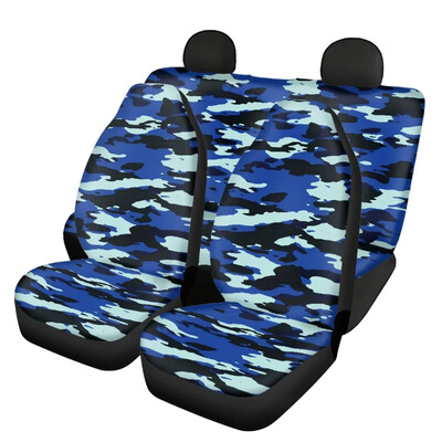 New Fashion Blue Camouflage Design Universal Fit Huse pentru scaune auto față și spate Set de 4 huse pentru scaune auto