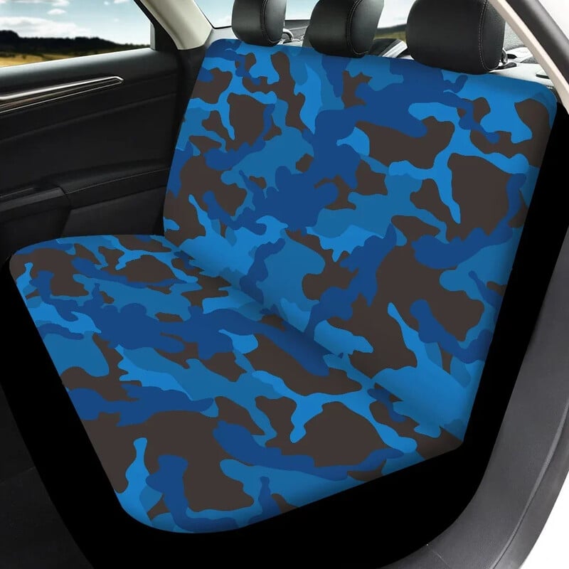 New Fashion Blue Camouflage Design Universal Fit Huse pentru scaune auto față și spate Set de 4 huse pentru scaune auto