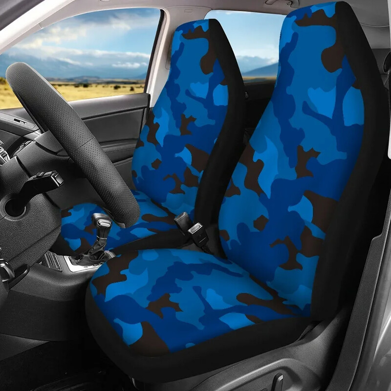 New Fashion Blue Camouflage Design Universal Fit Huse pentru scaune auto față și spate Set de 4 huse pentru scaune auto