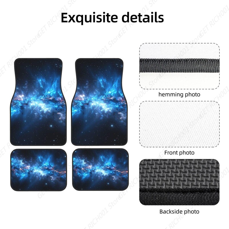 Blue Galaxy Smiješne automobilske prostirke za noge set od 4 komada set tepiha za automobile, auto dodaci sprijeda straga