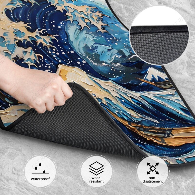 Van Gogh Wave Funny Covoraș pentru picior de mașină Set de 4 bucăți Set Covorașe de podea pentru mașini, accesorii auto față spate