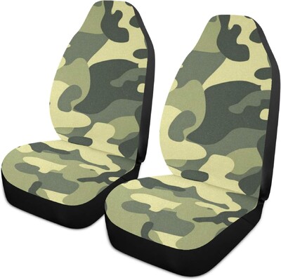 Navlake za autosjedalice 2 komada Zeleni kamuflažni uzorak Univerzalna prednja autosjedalica Štitnik za unutrašnjost vozila Prikladan za auto SUV