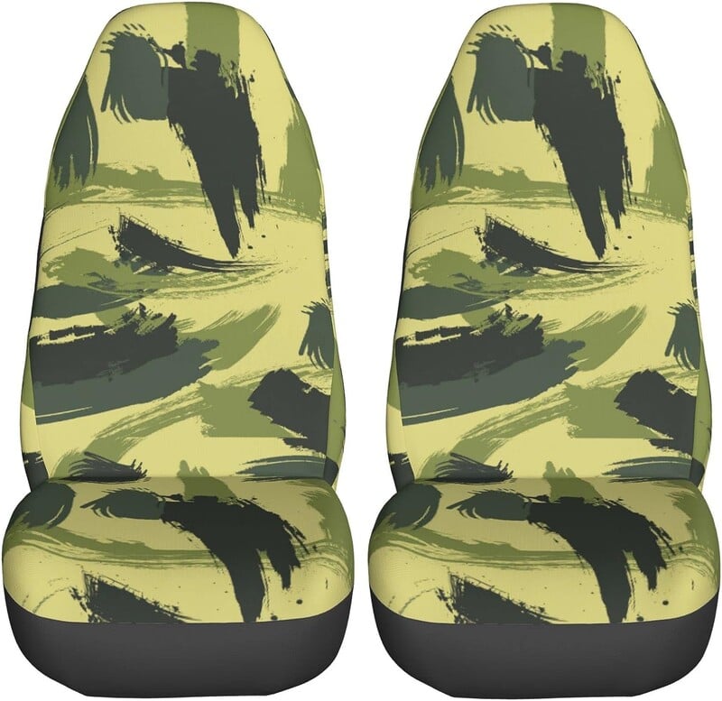 Navlake za autosjedalice 2 komada Zeleni kamuflažni uzorak Univerzalna prednja autosjedalica Štitnik za unutrašnjost vozila Prikladan za auto SUV