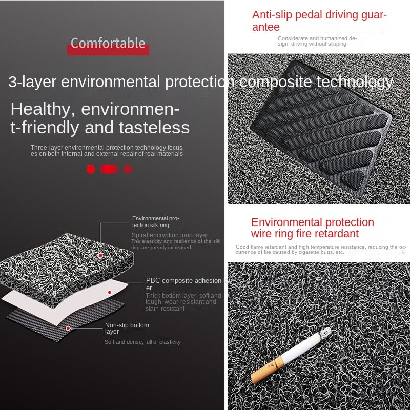 Covoraș pentru mașină, covoraș universal pentru picior din mătase, ușor de curățat, covoraș pentru mașină, covoraș pentru mașină, poate fi tăiat