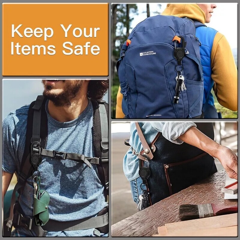 1PC Lieljaudas izvelkama atslēgu piekariņa tērauda stiepļu troses karabīnes sprādzes atslēgu turētājs āra atslēgu piekariņa vairāku rīku rīks