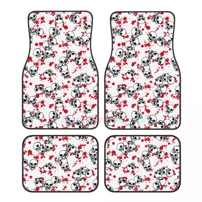 Goth Gothic Black Skull 4BUC Crystal Velvet Covoraș pentru podea pentru mașină pentru femei, Covoraș pentru podea pentru mașină anti-fouling Accesorii pentru interiorul mașinii