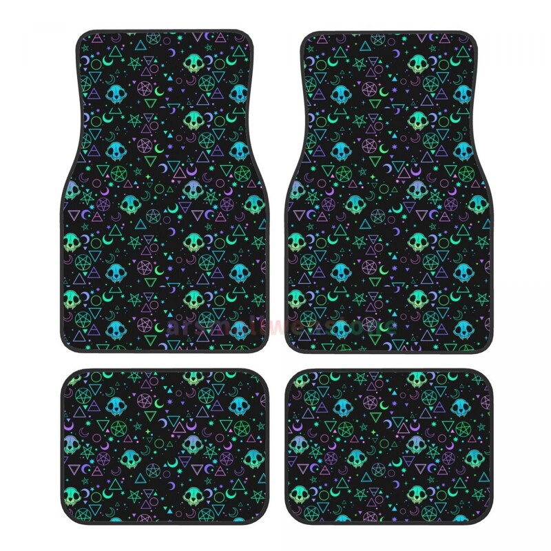 Goth Gothic Black Skull 4BUC Crystal Velvet Covoraș pentru podea pentru mașină pentru femei, Covoraș pentru podea pentru mașină anti-fouling Accesorii pentru interiorul mașinii