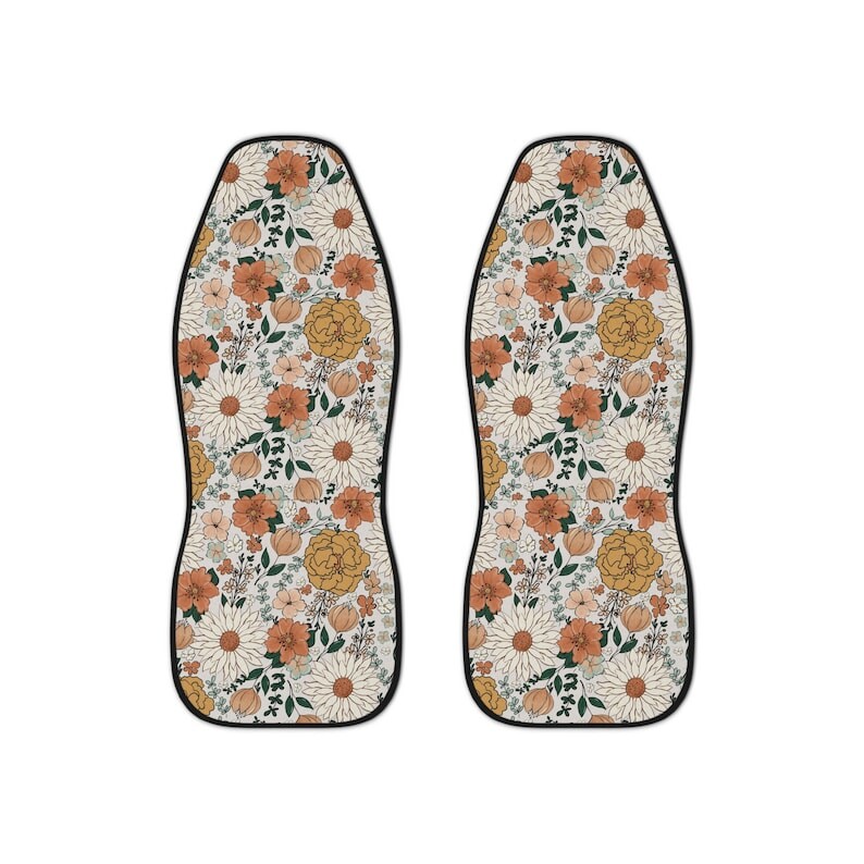 Boho retro cvjetne presvlake za autosjedalice za vozila, unutrašnjost automobila dodaci za žene, cottage core, flower power,