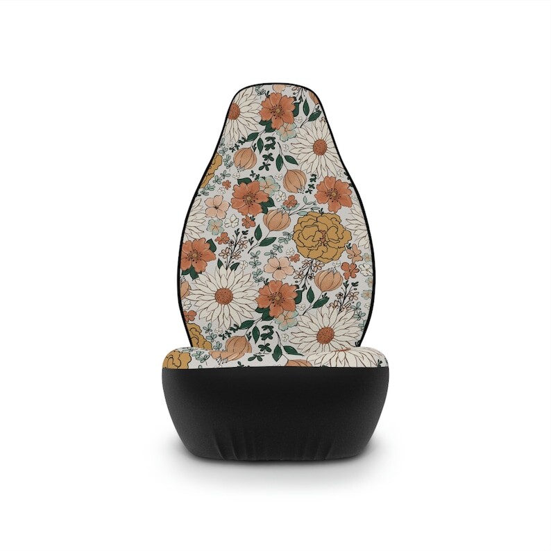 Boho retro cvjetne presvlake za autosjedalice za vozila, unutrašnjost automobila dodaci za žene, cottage core, flower power,