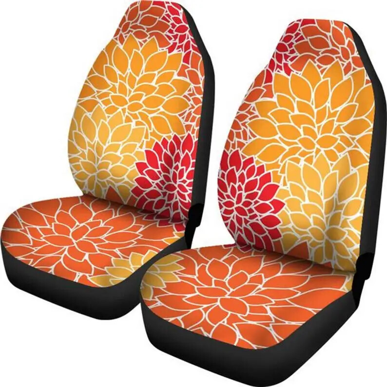 Crizantema mandarina, Floare de flori, Huse scaun auto Flower Power, Accesorii auto, Cadou pentru ea, Huse scaun personalizate, Personalizate