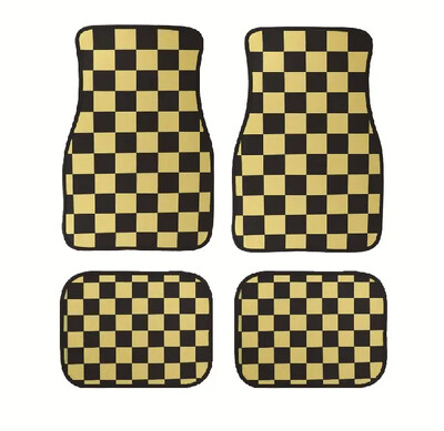 Jauns universāls JDM Racing Cluture sarkanrūtains auto grīdas paklājiņš, klasisks paklāja grīdas paklājiņš, 4 gab.