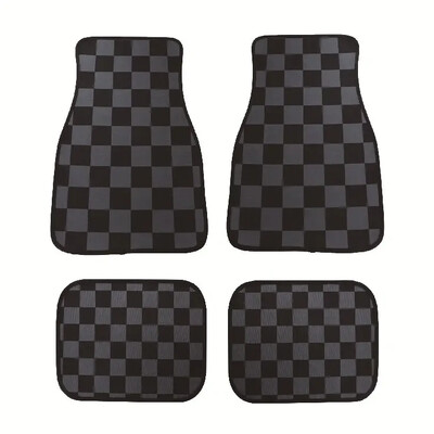 Jauns universāls JDM Racing Cluture sarkanrūtains auto grīdas paklājiņš, klasisks paklāja grīdas paklājiņš, 4 gab.