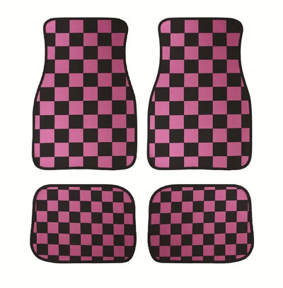 Jauns universāls JDM Racing Cluture sarkanrūtains auto grīdas paklājiņš, klasisks paklāja grīdas paklājiņš, 4 gab.