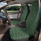 Huse de scaun auto drăguțe verde groovy retro Boho Waves pentru vehicul pentru femei Set de 2