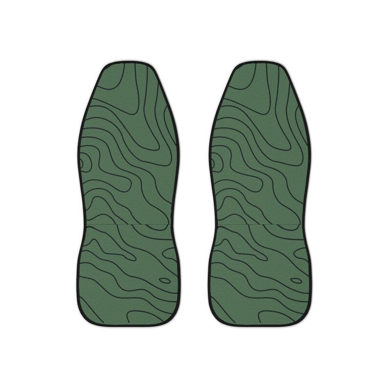 Huse de scaun auto drăguțe verde groovy retro Boho Waves pentru vehicul pentru femei Set de 2