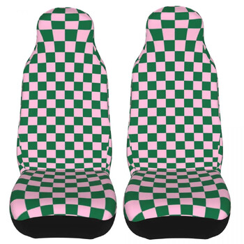 Candy Pink And Green Checkerboard Κάλυμμα καθισμάτων αυτοκινήτου Universal Four Seasons Γυναικεία καρό καλύμματα καθισμάτων αυτοκινήτου Πολυεστερικό κυνήγι