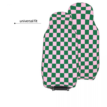 Candy Pink And Green Checkerboard Κάλυμμα καθισμάτων αυτοκινήτου Universal Four Seasons Γυναικεία καρό καλύμματα καθισμάτων αυτοκινήτου Πολυεστερικό κυνήγι