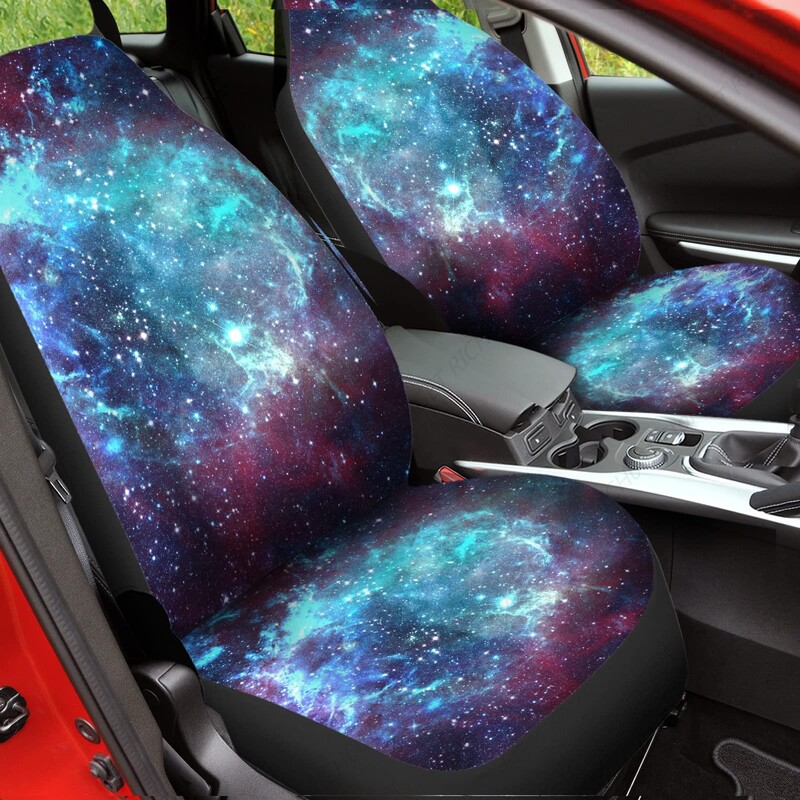 Seturi de huse pentru scaune din față Blue Galaxy Print 2 pachete, accesorii universale auto Decor interior pentru bărbați, huse pentru scaune față auto