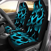 Fire Blue Flame Printed Auto sēdekļu pārvalki Sieviešu 2gab Auto Priekšējo sēdekļu Aizsargs Universālie Automašīnas Salona piederumi Pilns