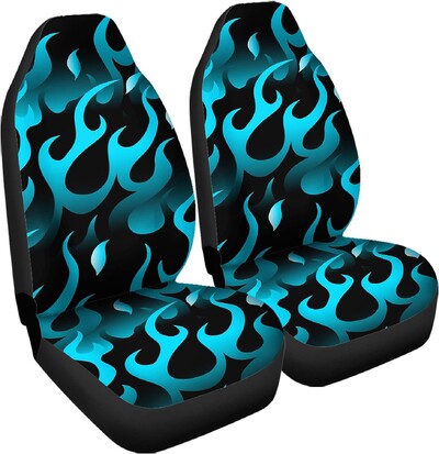 Fire Blue Flame Printed Auto sēdekļu pārvalki Sieviešu 2gab Auto Priekšējo sēdekļu Aizsargs Universālie Automašīnas Salona piederumi Pilns