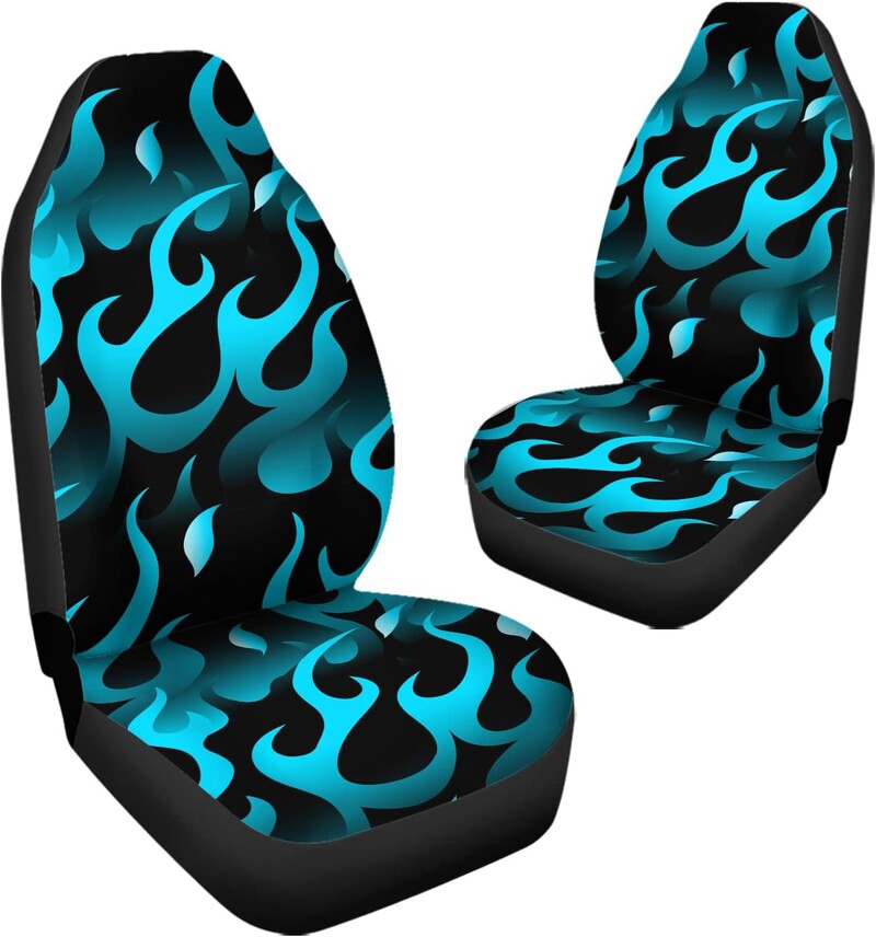 Fire Blue Flame Printed Auto sēdekļu pārvalki Sieviešu 2gab Auto Priekšējo sēdekļu Aizsargs Universālie Automašīnas Salona piederumi Pilns