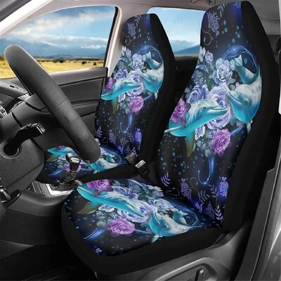 Blue Rose automobiļu aksesuāri Dolphin priekšējo sēdekļu pārvalki automašīnām, komplekts pa 2 sievietēm vīriešiem CVool elastīgi dekoratīvi