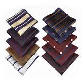 Modni muški poliester 24 cm s džepnim kvadratom na pruge s cvjetnim crveno-plavim smeđim klasičnim poslovnim rupčićima Dodaci za vjenčanje